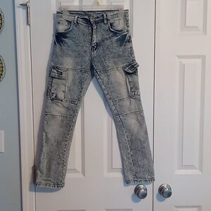 Stylish Kids' Washed Denim Cargo Jeans